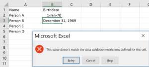 Excel complaining, rather cryptically!