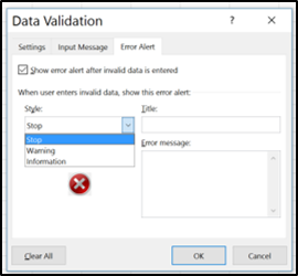 The default is to prevent users from entering invalid data