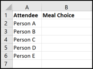 Tracking attendees menu choices